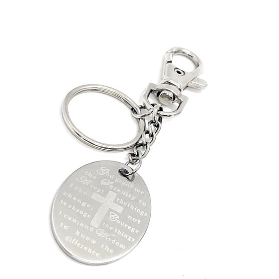 Serenity Prayer Keychain, Serenity Prayer Dog Tag, Serenity Prayer Gift, Recovery Gift, Recovery Quote,