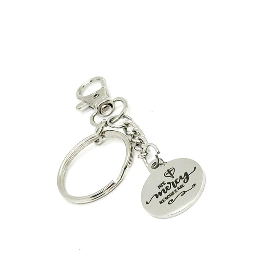 His Mercy Rescues Me Charm Key Chain, Psalm 6 4, Scripture Gift, Christian, Believer, Baptism Gift, Daughter, Friend, Difficult Times