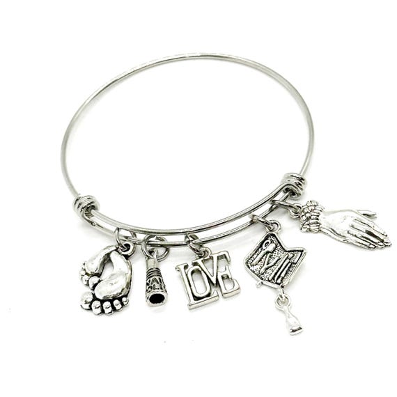 Nail Technician Expanding Bangle Charm Bracelet, Manicurist, Pedicurist, Salon Gifts, Thank You Gifts, Girls Manicure Jewelry Gift For Her