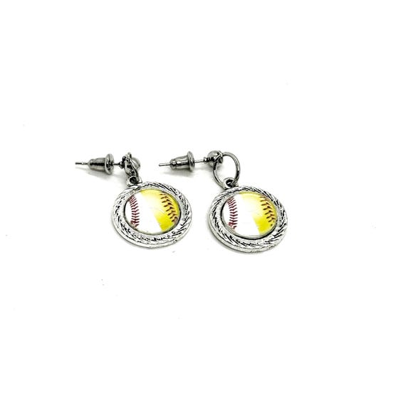 Split Softball And Baseball Charm Earrings, Mom Gifts, Wife, My Favorite Players, Team Moms, Moms Group, Gift For Her, Coach Wife