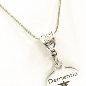 Dementia Necklace, Dementia Medical Condition Necklace, Dementia Awareness Engraved Pendant Necklace, Medical ID Jewelry, Dementia Jewelry image 4