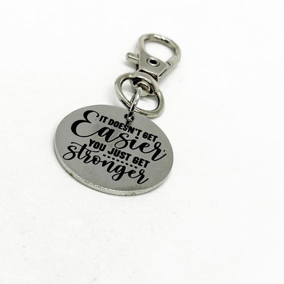 You Are Stronger Clip On Charm, It Doesn't Get Easier, You Get Stronger, Key Chain Charm, Bag Charm, Motivational, Encouragement, Dream Big
