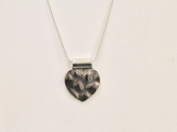 Silver Heart Necklace, Hammered Silver Heart, Wife Silver Heart Gift, Valentines Day Gift, Gift For Her, Daughter Necklace, Wife Necklace