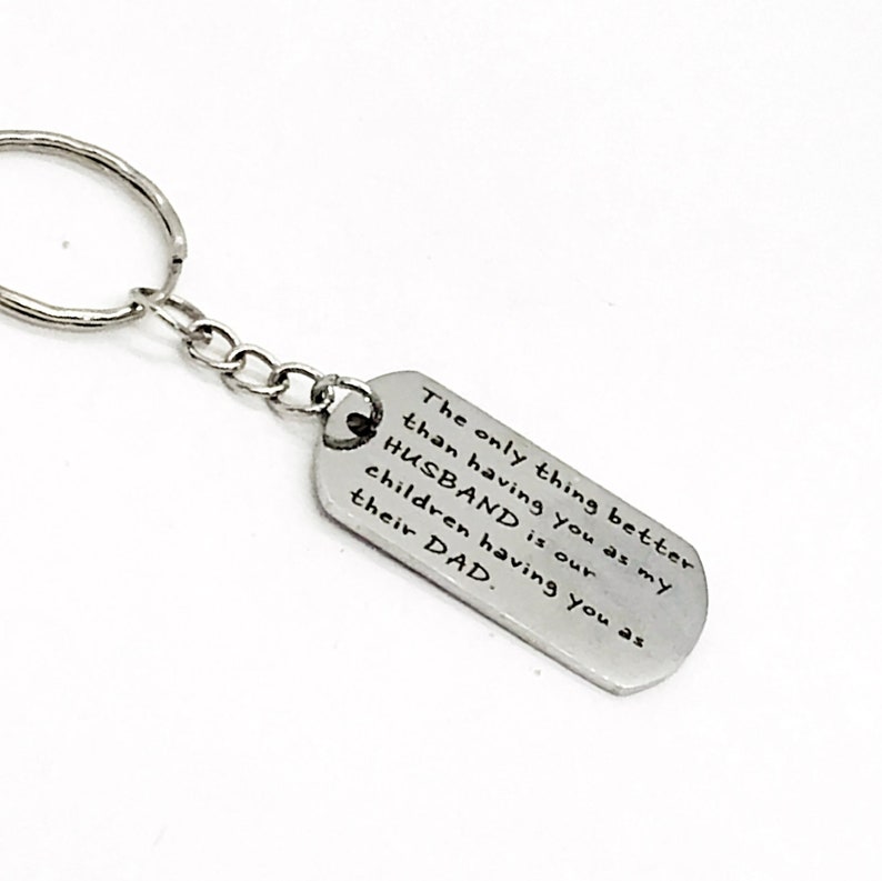 Husband Gift, Husband And Dad Keychain, New Dad Gift, Dogtag Keychain, Gift For Husband, Gift For New Dad, Pregnancy Announcement Gift image 3