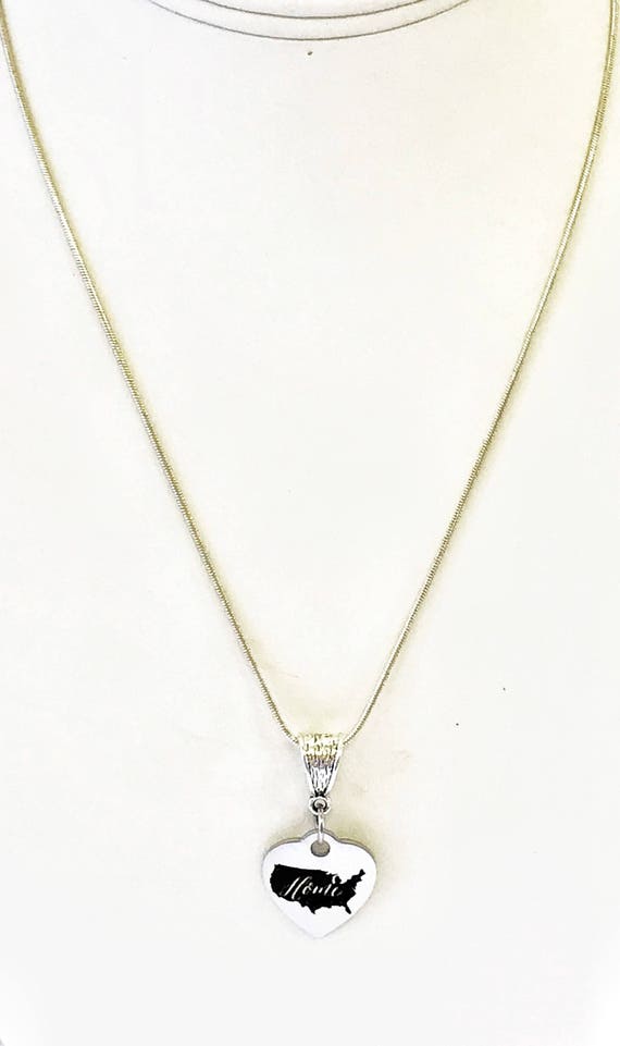 Patriotic Necklace Gifts, Patriotic Gifts, My Heart Is In The USA Necklace, USA Proud, USA Pride, American Is My Home, Military Wife Gift
