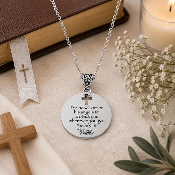 His Angels Protect You Stainless Steel Necklace