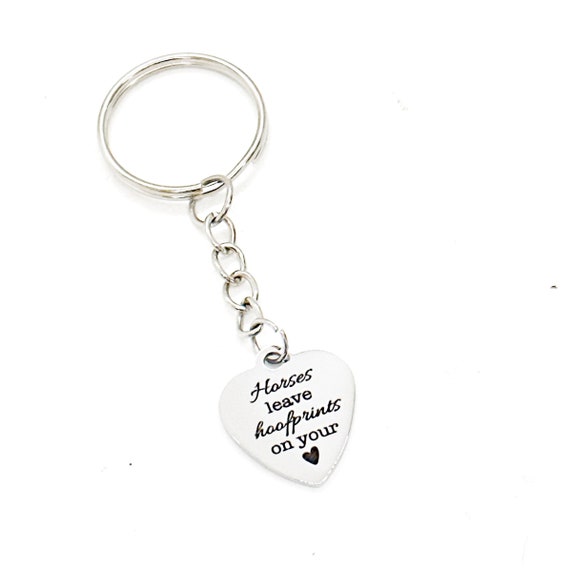 Horses Leave Hoofprints On Your Heart Keychain, Horse Lover, Horse Owner, Gift For Her, Wife Gift, Daughter Gift, Horse Farm