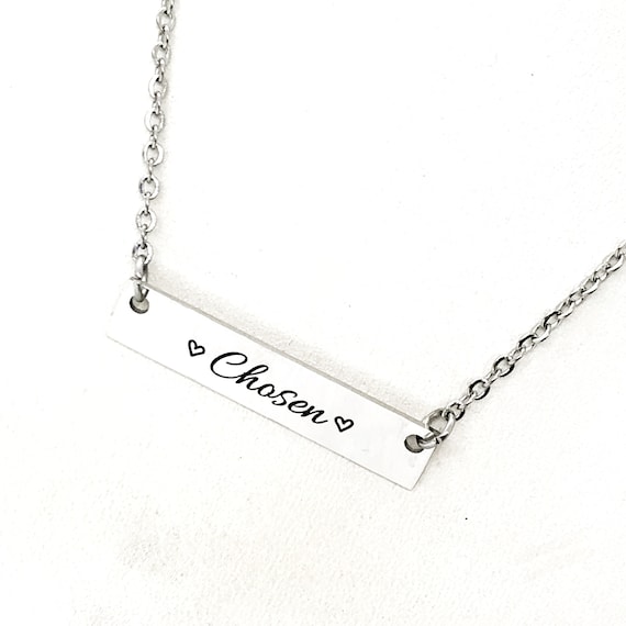 Faith Jewelry, Chosen Necklace, Love Gift, Adoption Gift, Affirmation Jewelry, Affirmation Words, Baptism Gift, Christian Jewelry