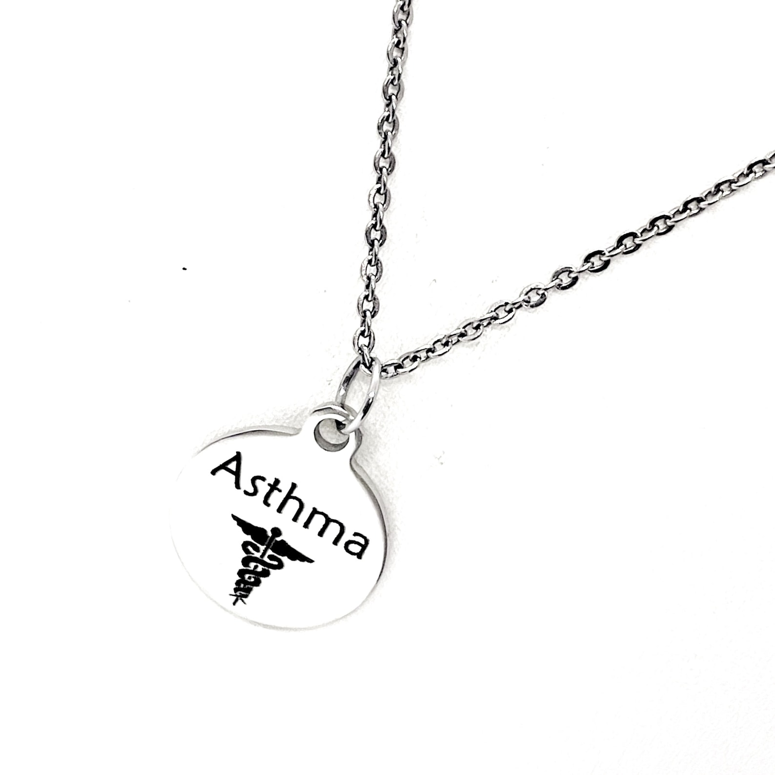 Asthma Necklace Asthma Medical ID Charm Asthma Medical Etsy