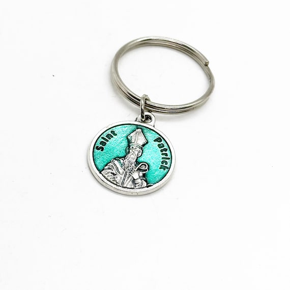 Patron Saint Gifts, Saint Patrick Charm Keychain, Patron Saint Of Ireland, Catholic Saints, May The Road Rise To Meet You, Irish Blessing