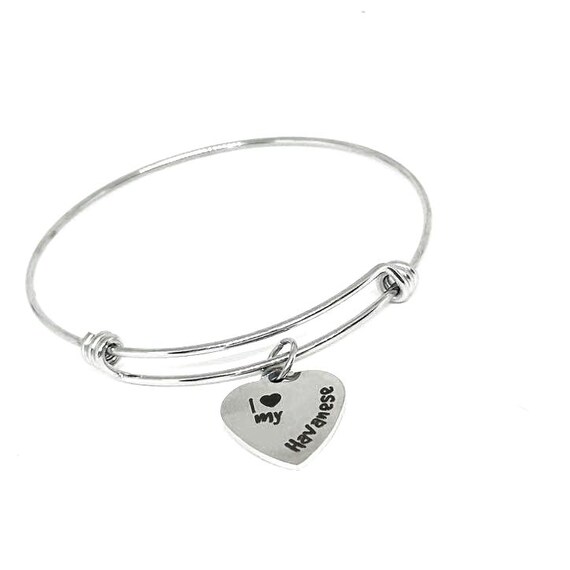 I Love My Havanese Stainless Steel Bracelet Adjustable Dog Lover Charm Bangle Gift For Havanese Mom Pet Parent Puppy Owner Dog Breed Jewelry