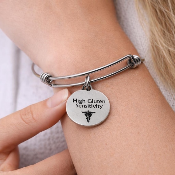 High Gluten Sensitivity Medical Condition Charm Bracelet Stainless Steel Expanding Bangle Food Sensitivity Awareness Jewelry