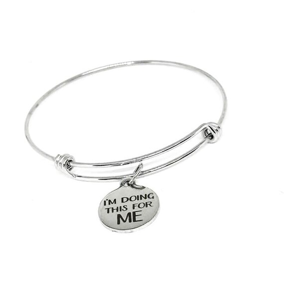 I'm Doing This For Me Stainless Steel Bracelet, Adjustable Motivational Charm Bangle Empowerment Jewelry Self Love Gift For Her Confidence