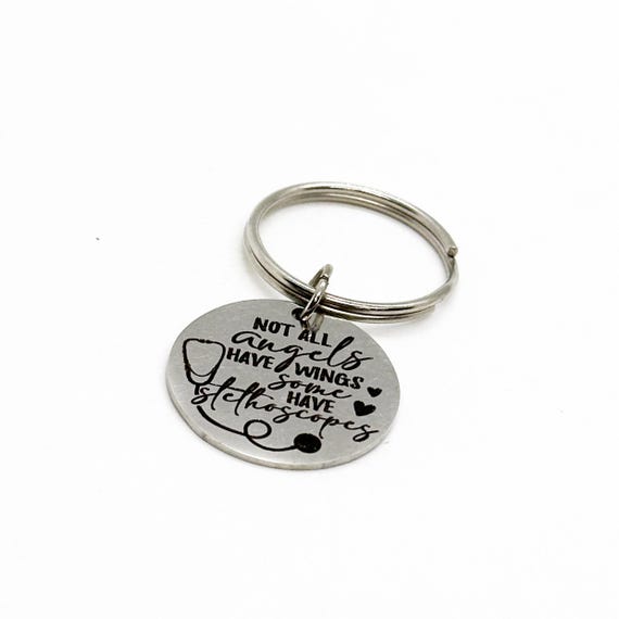 Some Angels Have Stethoscopes Charm Keychain, Doctor Gift, Nurse Gift, Health Care Worker, Medical Caregiver, Gift For Her, Gift For Him