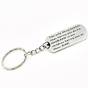 Husband Gift, Husband And Dad Keychain, New Dad Gift, Dogtag Keychain, Gift For Husband, Gift For New Dad, Pregnancy Announcement Gift image 2