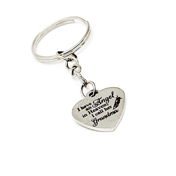 I Have An Angel In Heaven I Call Her Grandma Charm Keychain, Keychain Gift, Grandma Memorial, Memorial Gift, Remembering Grandma