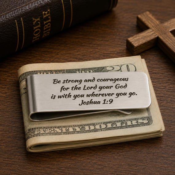 Be Strong And Courageous Stainless Money Clip