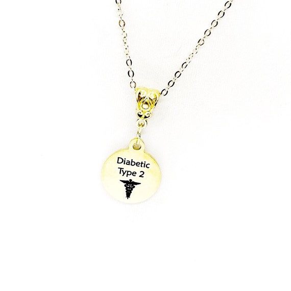 Diabetic Type 2 Pendant Necklace, Medical Condition Jewelry, Medical Condition Awareness, Gift For Her, Wife Gift, Mom Gift, Daughter Gift