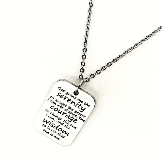 Serenity Prayer, Serenity Necklace, Serenity Courage Wisdom, Wisdom To Change Me, Motivating Gift, Motivating Quote, Encouragement Gift