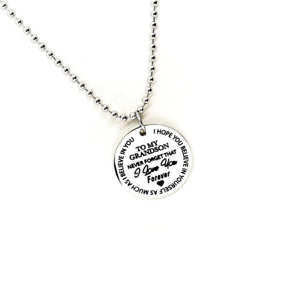 To My Grandson Necklace, Believe In Yourself, I Believe In You, Grandson Graduation, Going To College, Gift For Him, Grandson Birthday