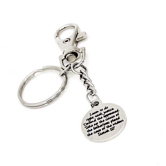 Learn To Do Right, Seek Justice, Defend The Oppressed Charm Keychain, Scripture Gifts, Isaiah 1 17 Keychain, Social Worker Gift, Lawyer Gift