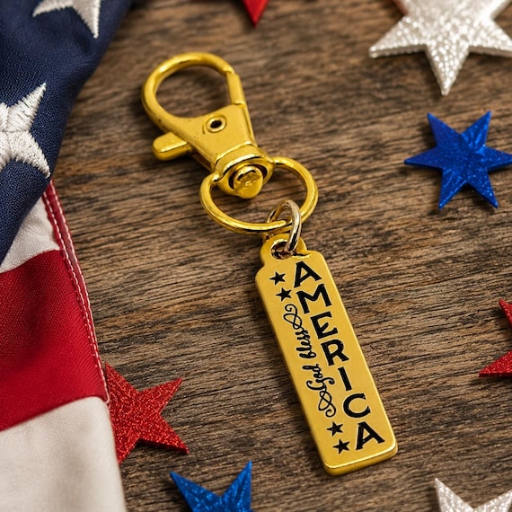 God Bless America Goldtone Clip On Charm
