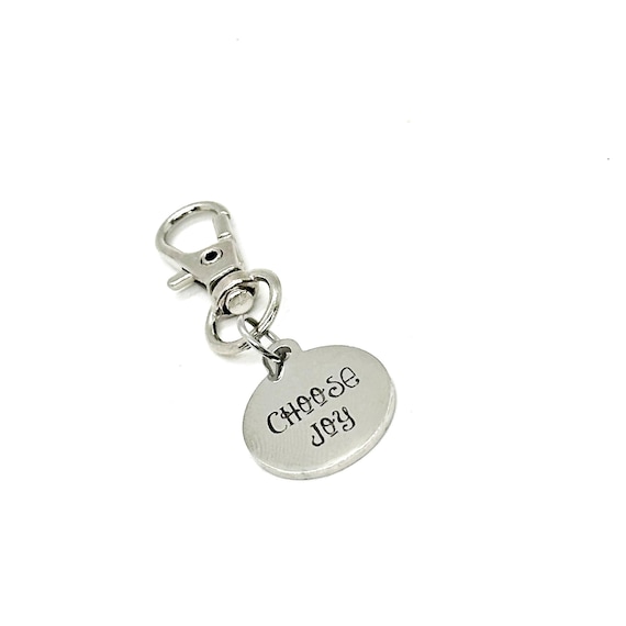 Choose Joy Clip On Charm Stainless Steel Engraved Inspirational Bag Charm Purse Charm Keychain Accessory Encouragement Gift