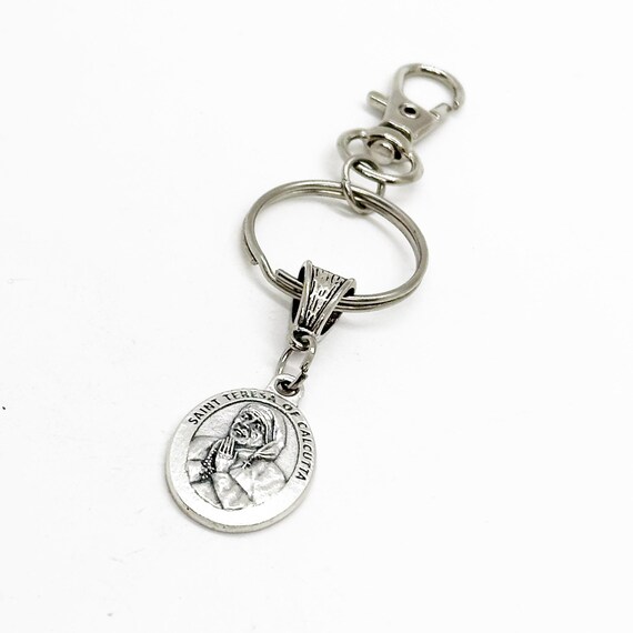 Saint Teresa of Calcutta Charm Pray For Us Keychain, Mother Teresa, Patron Saint of World Youth Day, Catholic Gifts, Religious, Missionary