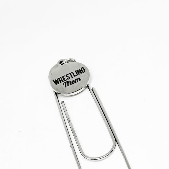 Wrestling Mom Engraved Charm Paperclip Bookmark Sports Mom Gift