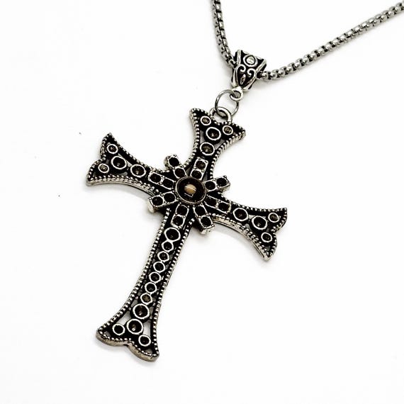 Large Mustard Seed Cross Necklace, Matthew 17 20, Faith Jewelry, Religious Gifts, Mustard Seed Jewelry, Christian, Statement Necklace