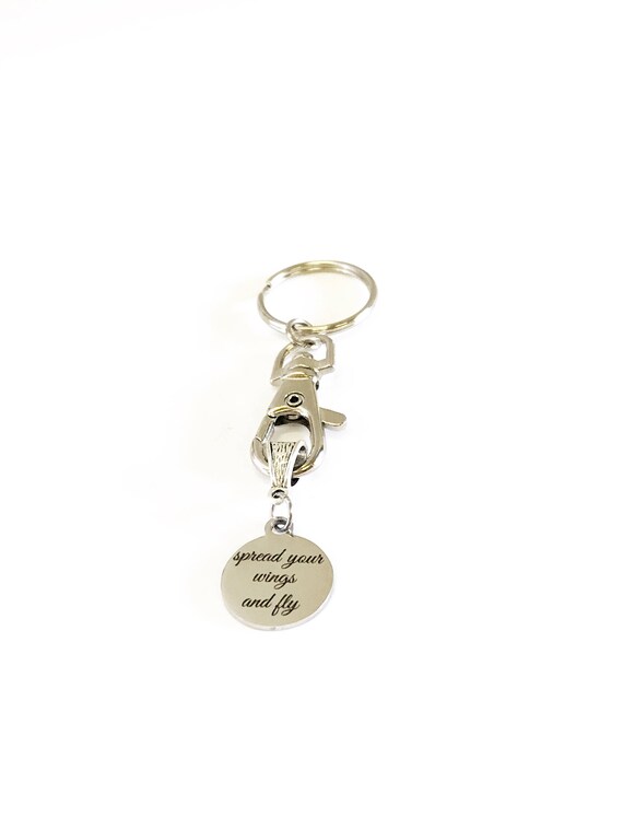 Spread Your Wings And Fly Motivational Keychain, New Job Gift For Her, Inspirational Gift, Encouragement Gift For Daughter, MLM Team Gift
