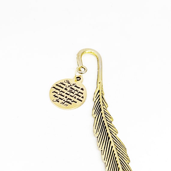 Jeremiah 29 11 Gods Plans For You Goldtone Charm Bookmark, Faith Gift, Plans For Your Future, Plans To Prosper Scripture, Christian Gifts