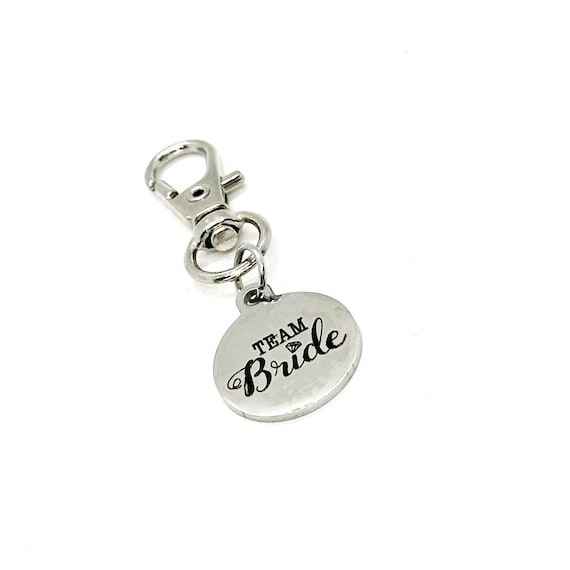 Team Bride Stainless Steel Clip On Charm, Wedding Accessory