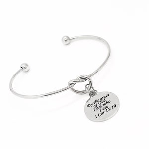 Scripture Gift, By The Grace Of God I Am Who I Am Charm Bracelet, 1 Corinthians 15 10, Bulk Wholesale, Scripture Jewelry, Faith Jewelry Gift image 1