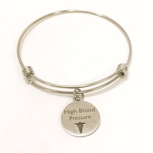High Blood Pressure ID Bracelet, High Blood Pressure Charm Bracelet, High BP Awareness Bracelet, Medical Bracelet, Medical ID Bracelet