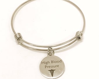 High Blood Pressure ID Bracelet, High Blood Pressure Charm Bracelet, High BP Awareness Bracelet, Medical Bracelet, Medical ID Bracelet