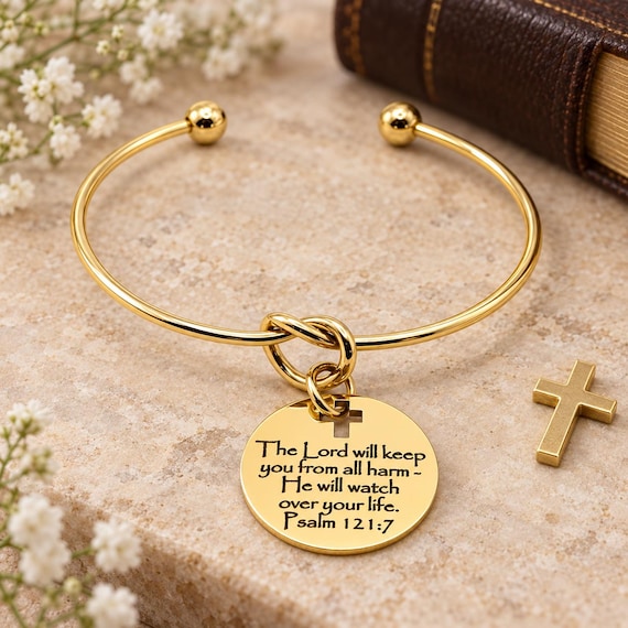 Christian Protection Goldtone Cuff Bracelet