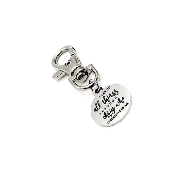 Bag Charm, I Can Do All Things Through Christ Charm Gift, Christian Gift, Phil 4 13 Keychain Charm, Purse Charm, Clip On Charm, Scripture