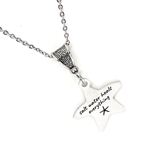 Beach Lover Gift, Salt Water Heals Everything Necklace, Girls Getaway Gifts, Beach Trip, Gift For Her, Wife Gift, Daughter Gift, Beach Trip