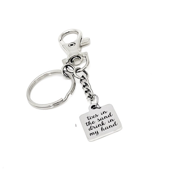 Beach Lover Gifts, Toes In The Sand Drink In My Hand Charm Keychain, Beach House Keychain, Beach Trip Gifts, Girlfriend Gift, Wife Gift