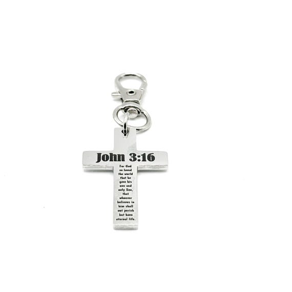John 3 16 Cross Clip On Charm