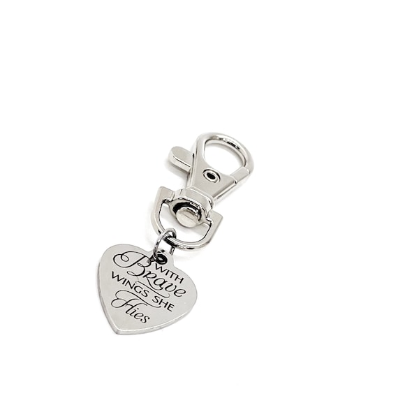 Faith Gift, With Brave Wings She Flies Clip On Charm, Sister Loss Gift, Mother Loss Gift, Remembering Her, Set Free Gift, Freedom Gift