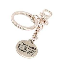 I Have Called You By Name You Are Mine Rose Goldtone Charm Clip On Key Chain, Isaiah 43 1, Christian Faith Gifts, Believer Scripture Quotes