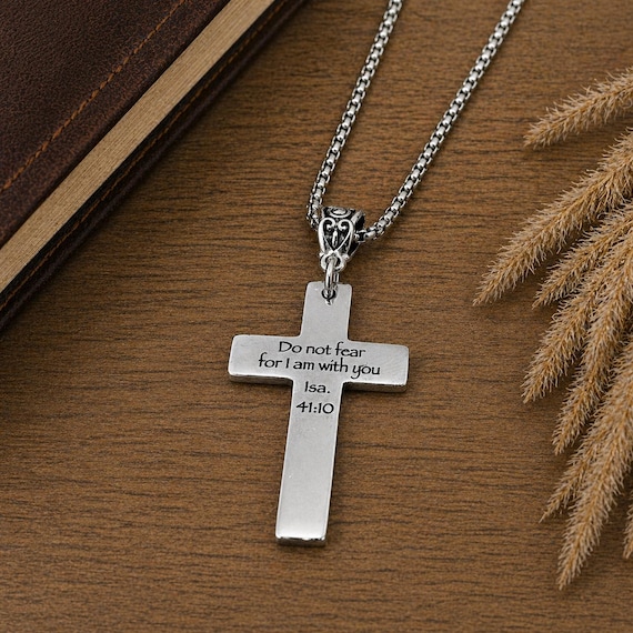 Do Not Fear God Is With You Cross Necklace