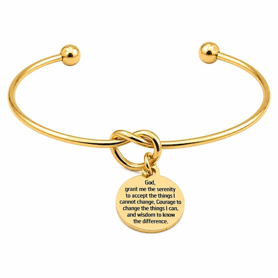 Serenity Prayer Goldtone Cuff Charm Bracelet