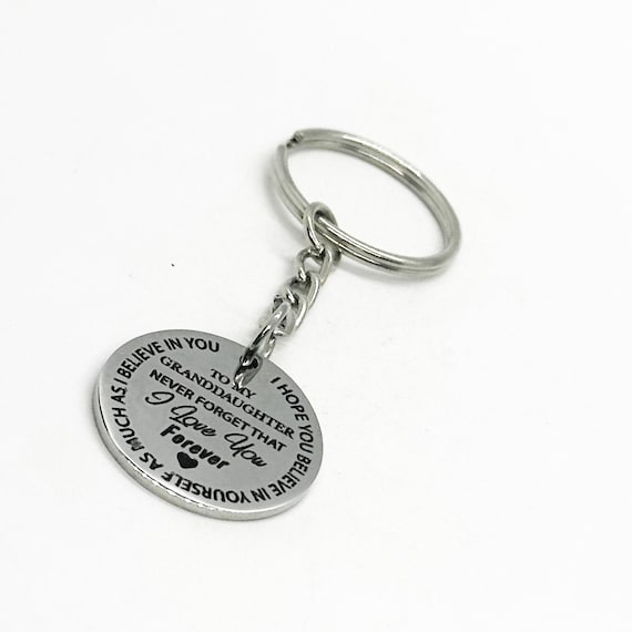 To My Granddaughter I Love You Charm Key Chain, Granddaughter Gift, Granddaughter Birthday, Going to College, New Car Gift, Graduation Gift