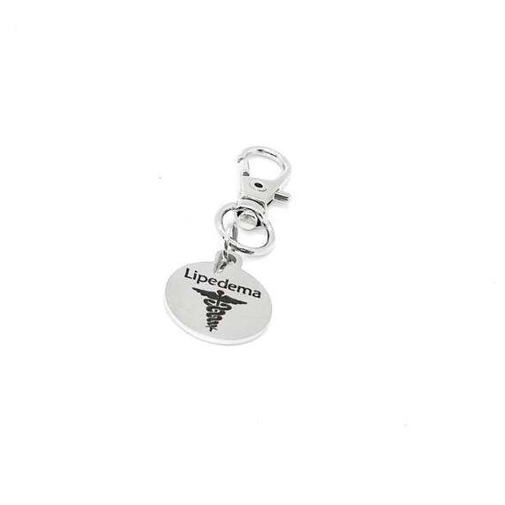 Lipedema Awareness Clip On Charm Stainless Steel Medical Symbol Keychain Bag Charm Support Gift 19mm Round Pendant