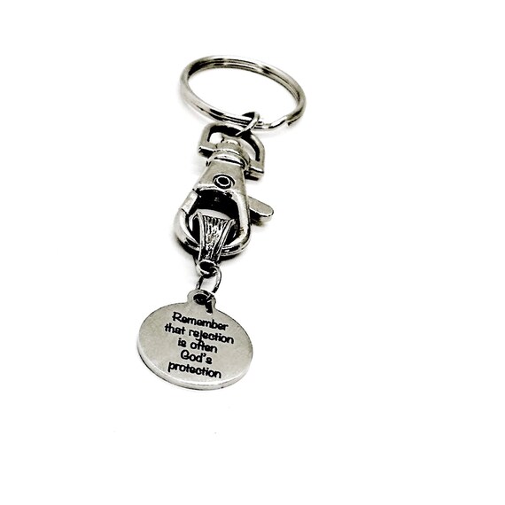Remember That Rejection Is Often God’s Protection Charm Keychain, Faith Keychain Gift, Scripture Gift, Christian Quote, Christian Gifts