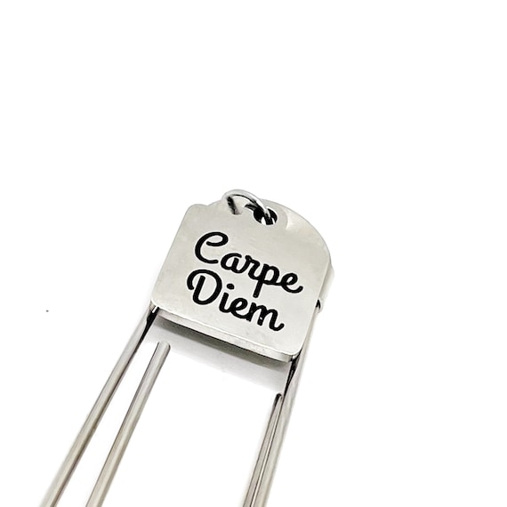 Affirmation Gifts, Carpe Diem Charm Bookmark, Reader Gift, Planner Bookmark, Paperclip Bookmark, Entrepreneur Gift, Encouraging Her