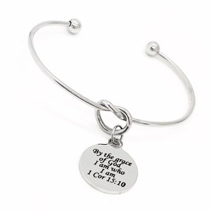 Scripture Gift, By The Grace Of God I Am Who I Am Charm Bracelet, 1 Corinthians 15 10, Bulk Wholesale, Scripture Jewelry, Faith Jewelry Gift image 5